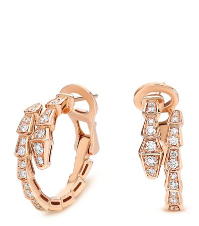 Bvlgari Rose Gold and Diamond Serpenti Viper Earrings | Harrods DE