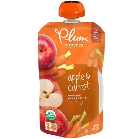 Plum Organics Baby Food Stage 2 Apple And Carrot 4oz : Target