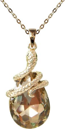 Navachi 18k Gold Plated Water Drop Crystal Brown Zircon Snake Az6002p Snake Pendant Necklace 16"+2" : Clothing, Shoes & Jewelry