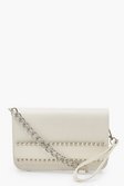 Bead Detail Clutch Bag With Wristlet & Chain | boohoo grey
