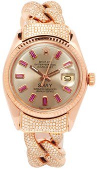 SHAY Vintage Rolex Datejust diamond & ruby watch