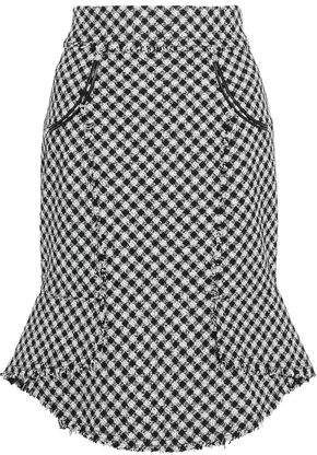 Frayed Gingham Cotton-blend Tweed Skirt