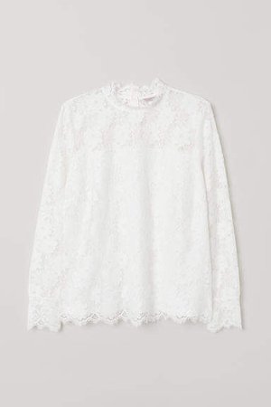 H&M+ Lace Top - White