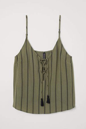Camisole Top with Lacing - Green