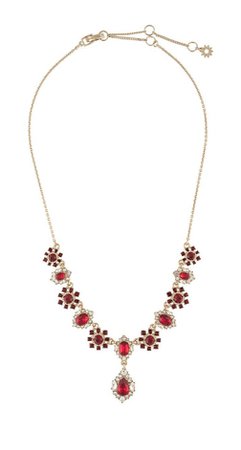 Marchesa Notte red crystal-pendant necklace gold