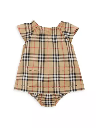 Shop Burberry Baby Girl's Shea Archive Check Print Dress & Bloomer Set | Saks Fifth Avenue