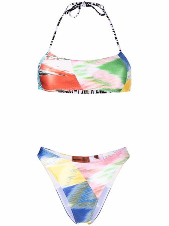 Shop white & blue Missoni Mare colour-block knitted bikini set with Express Delivery - Farfetch