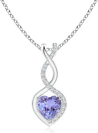 Amazon.com: Angara Women’s 0.4 Cttw Sterling Silver Natural Tanzanite Infinity Pendant Necklace with diamond. : Clothing, Shoes & Jewelry