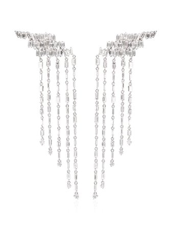 Suzanne Kalan 18Kt White Gold Fireworks Diamond Fringe Drop Earrings BAE525WG | Farfetch