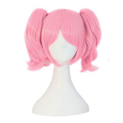 Pink wig with detachable pig tails