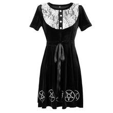 Salem Dress (Black Velvet Dress with White Pentagrams and Lace) – WeirdGirlsClub