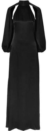 ROTATE Birger Christensen - Cutout Satin Maxi Dress - Black