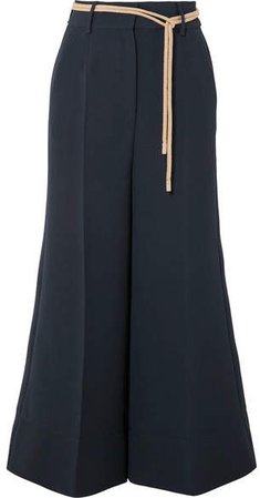 Rabea Cropped Cady Wide-leg Pants - Midnight blue