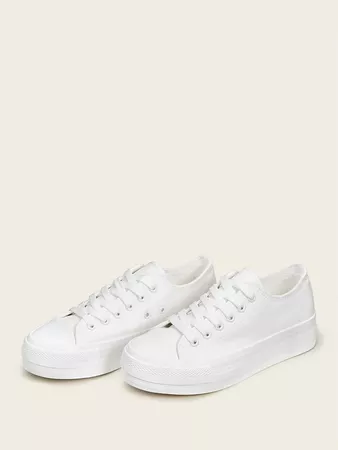 Plain Lace-up Front Low Top Sneakers | SHEIN USA