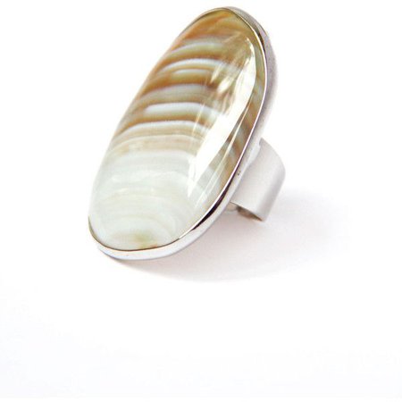 Beige Ombre Stone Oval Ring