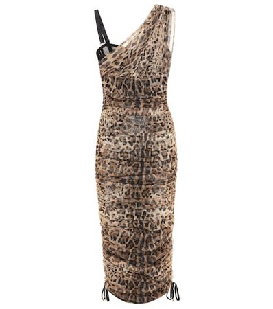 Leopard cotton and silk dress