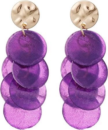 Amazon.com: Winssigma Shell Earrings for Women, Cluster of Round Shell Drop Dangle Earrings Summer Beach Jewelry Gift(Purple): Clothing, Shoes & Jewelry