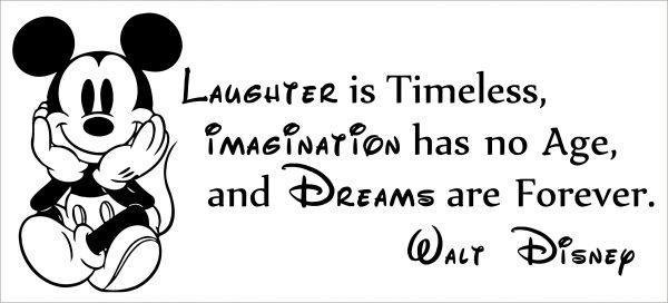Wall Stiker Walt Disney Quote for Nursery with Mickey Mouse. Laughter is Timeless, imagination has no age… | Wall Sticker USA