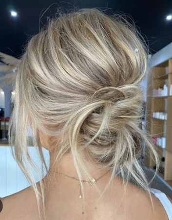 low messy bun hairstyle