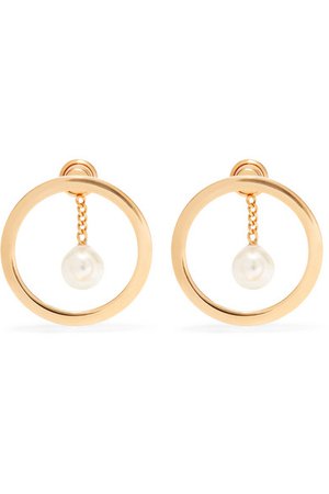 CHLOÉ Gold-tone faux pearl earrings