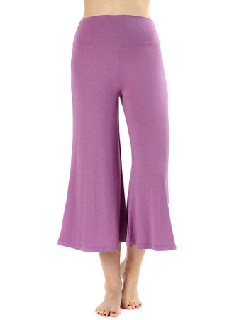 The Lovely Women's Knit Capri Culottes Gaucho Wide Leg Pants (Dark Mauve, XL) at Amazon Women’s Clothing store