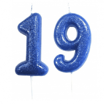 Number 9 - Glitter Numeral Moulded Pick Candle - Blue - Age 9/9th Birthday — Ed's Party Pieces