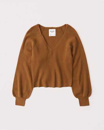 Women's Puff Sleeve Sweater | Women's New Arrivals | Abercrombie.com brown