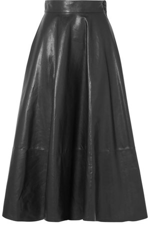 Loewe | Pleated leather midi skirt | NET-A-PORTER.COM