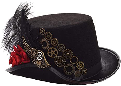 Amazon.com: GRACEART Unisex Steampunk Top Hats with Goggles for Men Women (A) : Clothing, Shoes & Jewelry