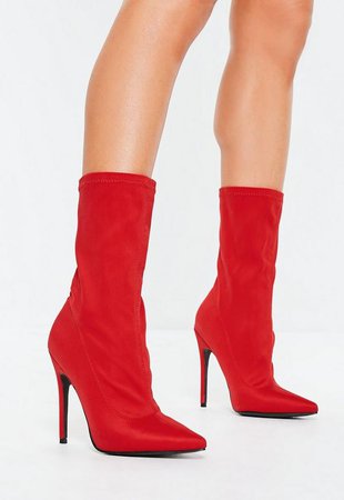 Red Sock Boot Stiletto Heels | Missguided