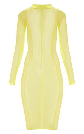 Lime Second Skin Sheer Mesh Midi Dress | PrettyLittleThing