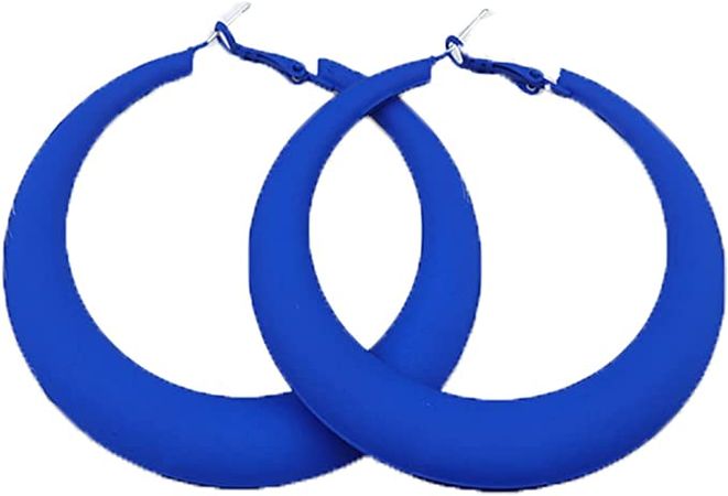 Amazon.com: 80s 90s Neon Chunky Hoop Earrings Large Retro Exaggerated Round Candy Color Matte Geometric Dangle Earrings for Women Girls Party Retro Y2k Costume Accessory-Blue: Clothing, Shoes & Jewelry