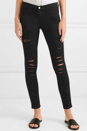 FRAME Le Skinny de Jeanne distressed mid-rise jeans