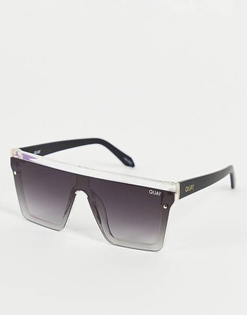 Quay Hindsight womens flat brow sunglasses in black | ASOS