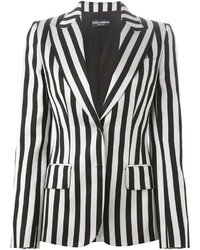 White and Black Vertical Striped Blazers for Women | Women's Fashion | Lookastic.com