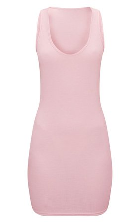 prettylittlething.us - rose ribbed scoop neck bodycon dress