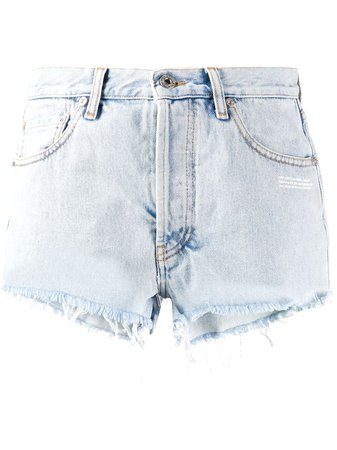 Off-White bleached-effect Denim Shorts - Farfetch