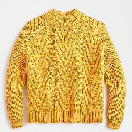 J.Crew: Cable-knit Mockneck Sweater yellow