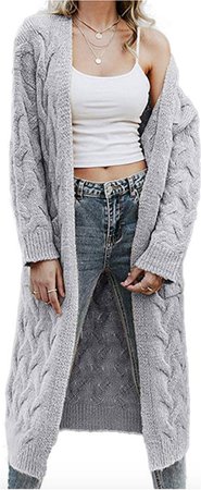 gray long knit cardigan
