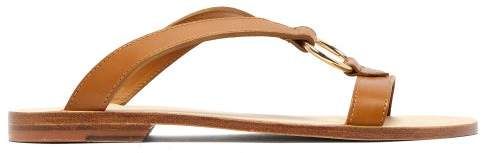 Norma Cross Over Leather Slides - Womens - Tan