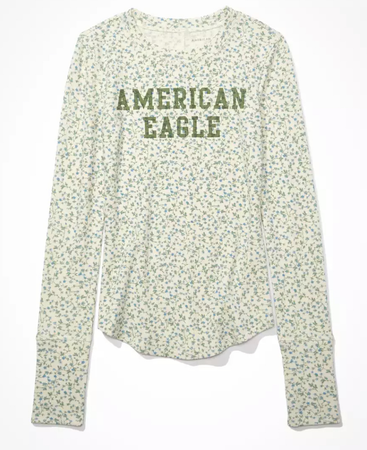 american eagle floral thermal top