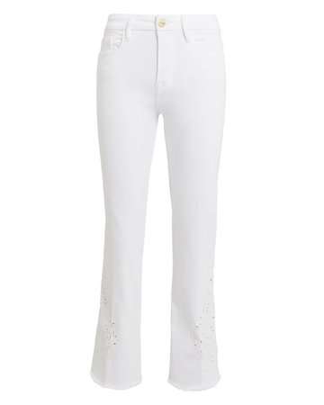 Le Crop Mini Boot White Jeans