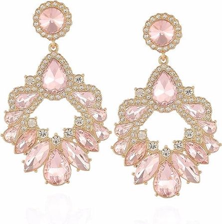 Amazon.com: VANGETIMI Fashion Rhinestone Statement Drop Dangle Zinc Earrings Large Colorful Crystal Chandelier Earrings for Women Bridal Wedding Party Prom: Clothing, Shoes & Jewelry