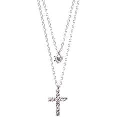 layered chain cross necklace silver - Google Search
