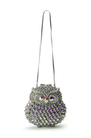 OWL BLINGED CLUTCH in silver AB