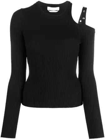 blumarine black cold shoulder sweater