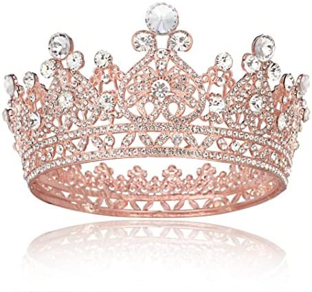 Amazon.com : Rose Gold Queen Crown for Women, Full Round Rhinestone Tiaras for Women Prom Wedding Birthday Crowns for Women Girls Halloween Costume : Beauty & Personal Care