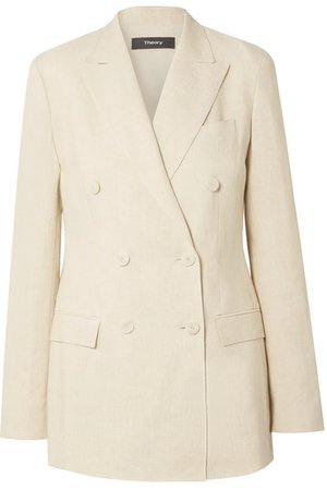 Theory | Double-breasted linen blazer | NET-A-PORTER.COM