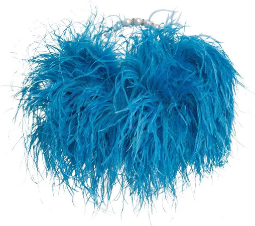 teal ostrich feather bag