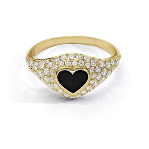 Heart Pinky Ring diamonds - black – NoCo Jewelry